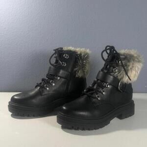 Sun + Stone Women's Black Faux‎ Fur Lined Ankle Boots Size 11